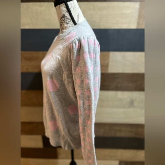 Charter Club women’s large gray and pink polka dots sweater - Picture 4 of 5